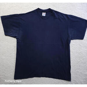 Jerzees Men's XL 100 percent Cotton Preshrunk T-Shirt Navy Crewneck Made in USA